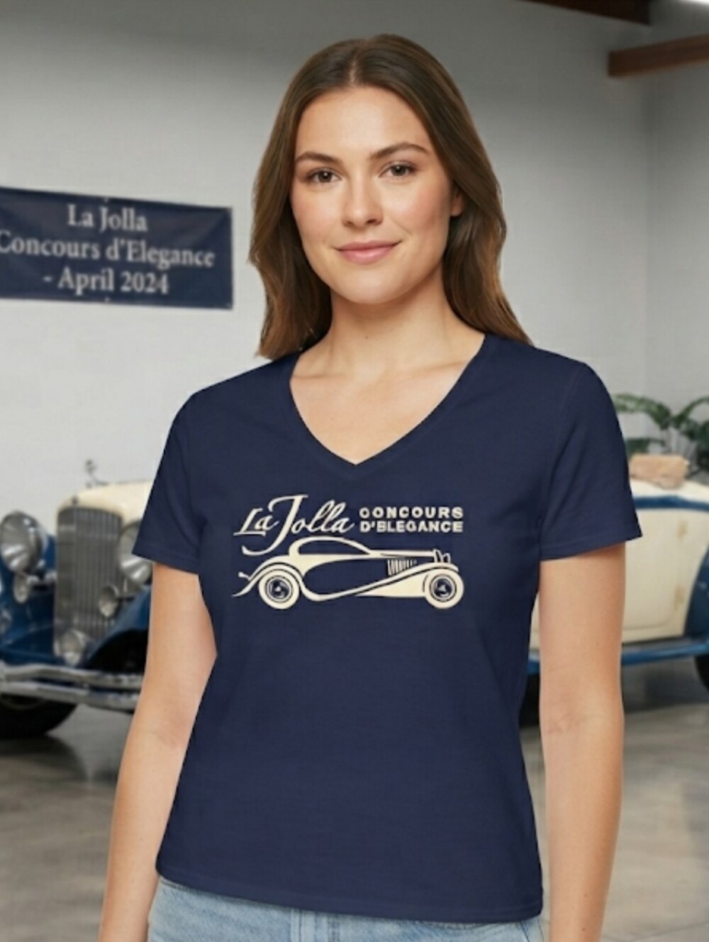La Jolla Concours D'Elegance Navy Car Show T-shirt Size Small